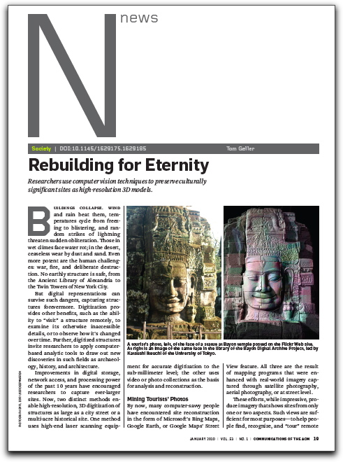 First page of "Rebuilding for Eternity" article