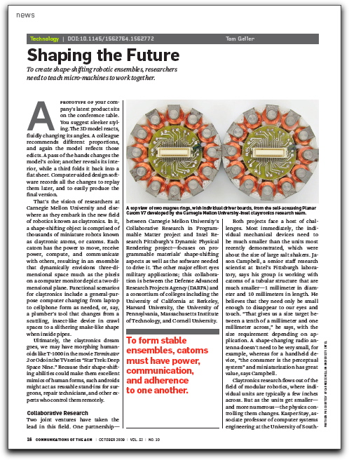 First page of "Shaping the Future" article
