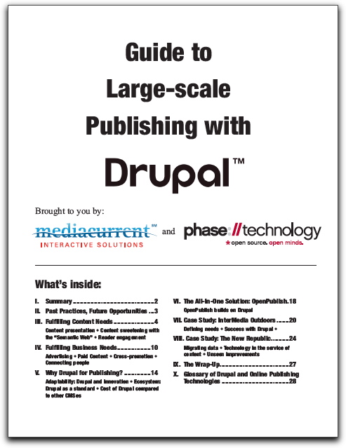 Cover of "Guide to Large-scale Publishing with Drupal" paper