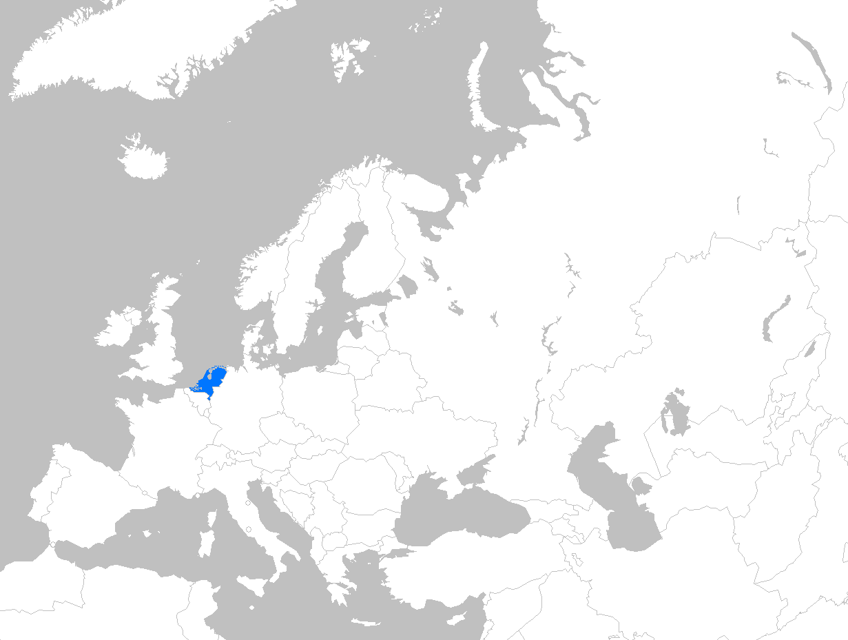 The Netherlands' position highlighted within Europe